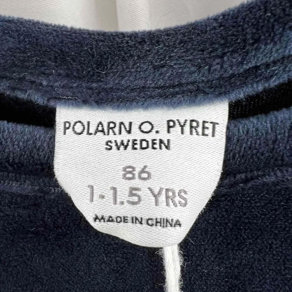 Polarn O Pyret Blue Velvet Lace Detail Special Occasion‎ Dress 12-18 Month New